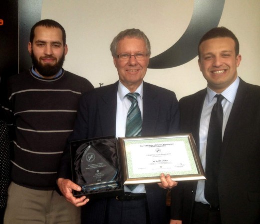 Keith receiving a Harmony Award from the Federation of Islamic Associations of NZ in 2013