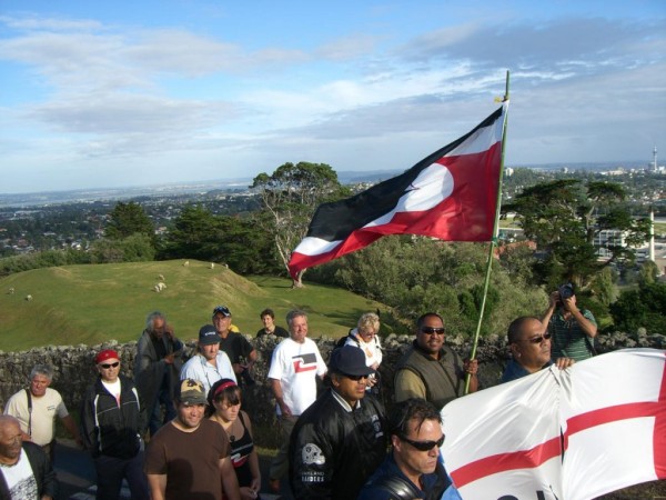 With the Maori flag on Waitangi Day, Auckland